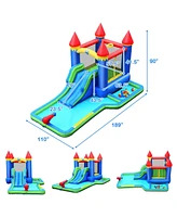 Gymax Inflatable Bouncer Climbing Slide Bounce House Water Park BallPit Without Blower