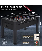 Inolait 58 Inch Full Size Foosball Table, Competition Arcade Soccer Game Table with Leg Levelers and Heavy-Duty Legs