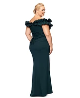 Xscape Plus Ruffled Off-The-Shoulder Gown