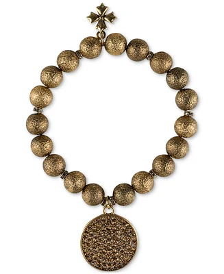 Patricia Nash Gold-Tone Dark Crystal Disc Beaded Stretch Bracelet