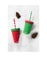 Silipint Straw Tumbler 16 oz: 4 pk - Peppermint, Poinsettia, Classic Red, Classic Green