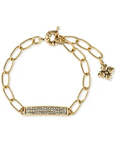 Patricia Nash Gold-Tone Crystal Pave Sparkle Bar Open Link Chain Bracelet