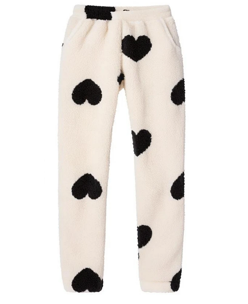 Kate Mack Big Girls Heart Print Sherpa Jogger Pant