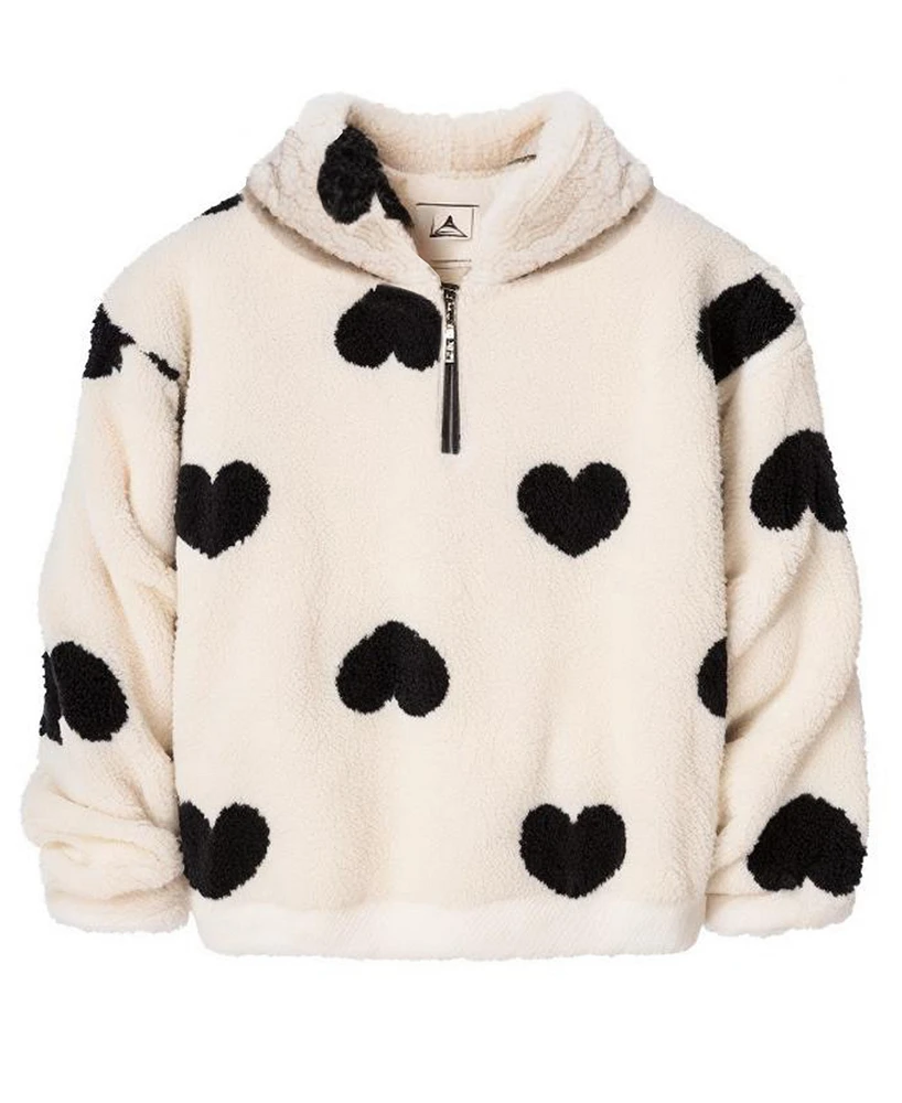 Kate Mack Big Girls Heart Print Half Zip Sweatshirt