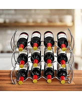 Sorbus 3-Tier Stackable Silver Wine Rack - Perfect for Bar, Wine Cellar, Basement, Cabinet, Pantry, etc (Hold 12 Bottles)