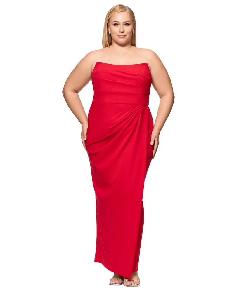 Betsy & Adam Plus Sleeveless Scoop-Neck Sheath Gown