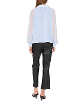 Vince Camuto Women's Printed Collared Raglan-Sleeve Top
