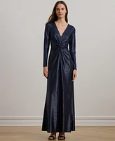 Lauren Ralph Women's Metallic Knit Twist-Front Gown