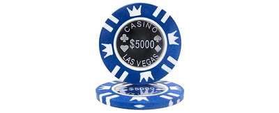 Slickblue Poker Chips with Coin Metal Inlay - 25-Pack, $5000 Denomination