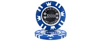 Slickblue Poker Chips with Coin Metal Inlay - 25-Pack, $5000 Denomination