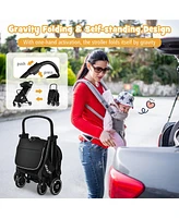 Gymax Portable Baby Stroller One-Hand Fold Pushchair W/ Aluminum Frame