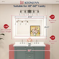 keonjinn 48x30 Led Bathroom Mirror with Frontlit and Backlit