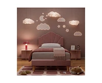 gaomon Twin Pink Bed Frame, Twin Velvet Upholstered Bed Frame with Height Adjustable Headboard