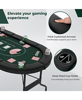 Gouun 72 Inch Foldable Poker Table for 8 Players Portable Oval Card Board Game Table