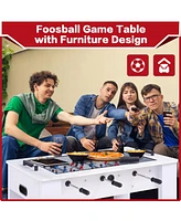 Sugift 42" Foosball Coffee Table w/Tempered Glass Top, Soccer Game Table for Adults & Kids, Modern Arcade Game Table