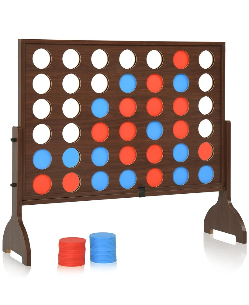 Sugift Giant Wooden 4-in-a-Row Game, Outdoor & Indoor Connect 4 Game w/42 Discs & Carrying Bag, Fun for All Ages