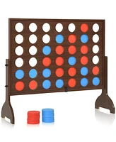 Sugift Giant Wooden 4-in-a-Row Game, Outdoor & Indoor Connect 4 Game w/42 Discs & Carrying Bag, Fun for All Ages