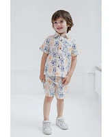 Bluey Toddler Boys Cotton Gauze Matching Family Button Down Shirt and Shorts Outfit Set