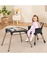 Costway Toddler 4 1 High Chair Convertible Table Set w/ Pu Cushion