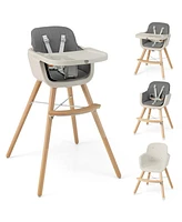 Gouun 3-in-1 Convertible Wooden High Chair with Cushion