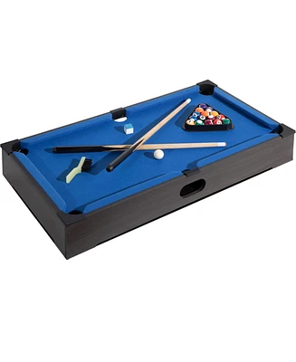 Sugift 27in Mini Pool Table Set, Tabletop Portable Billiards Game with Small Billiards Balls, Pool Cues, Triangle Rack, Chalk, Brush