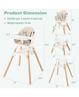 Gouun 6 in 1 Convertible Highchair with Safety Harness and Removable Tray