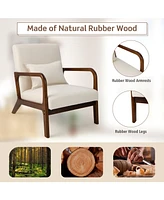 Gouun Modern Accent Chair with Rubber Wood Frame and Lumbar Pillow