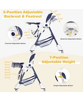 Gouun A-Shaped High Chair with 4 Lockable Wheels