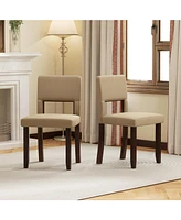Gouun Set of 2 Wooden Dining Chair with Acacia Wood Frame Padded Seat and Back