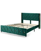 Gouun Full Size Upholstered Platform Bed Frame with Adjustable Headboard-Full Size