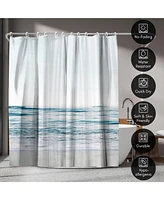 Americanflat 71x74 Blue Wave and Sand Shower Curtain - 100% Polyester Shower Curtain