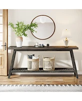 Tribesigns Farmhouse Console Entryway Table: 70.9 Inches Extra Long Console Table for Entryway, 2-Tier Narrow Wood Foyer Sofa Couch Table for Hallway,