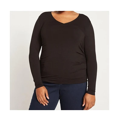 Universal Standard Plus Liquid Jersey Two-Way Long Sleeve Cross Top