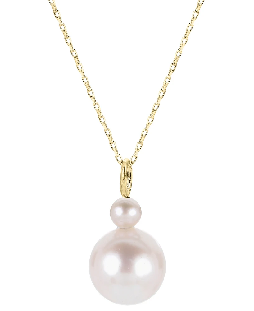 Macy's Cultured Freshwater Pearl (4mm 9mm) Pendant Necklace in 10k Yellow Gold, 18" + 2" extender