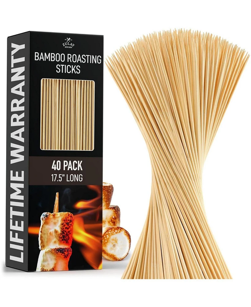 Zulay Kitchen Bamboo Marshmallow Roasting Sticks 17.5 inch - 40 Pack