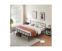 gaomon King Bed Frame with Headboard, 12.2" H Metal Platform Bed Frame with Heavy Duty Steel Slat Black King Size Bed Frame, No Box Spring Needed