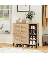 Costway Shoe Storage Cabinet with Flip Doors Adjustable and Removable Shelves for Entryway