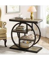 Tribesigns End Table for Living Room, 4-Tier Narrow Side with Storage Shelves, Industrial Bedside Bedroom, Wood Small Sofa