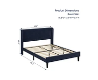 gaomon Queen Upholstered Bed Frame with Wingback Headboard, Luxurious Velvet Upholstery Platform Bed, Wooden Slat Support
