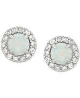 3-Pc. Set Lab-Created Opal (7/8 ct. t.w.) & Lab-Created White Sapphire (7/8 ct. t.w.) Stud & Drop Earrings in Sterling Silver