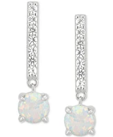 3-Pc. Set Lab-Created Opal (7/8 ct. t.w.) & Lab-Created White Sapphire (7/8 ct. t.w.) Stud & Drop Earrings in Sterling Silver