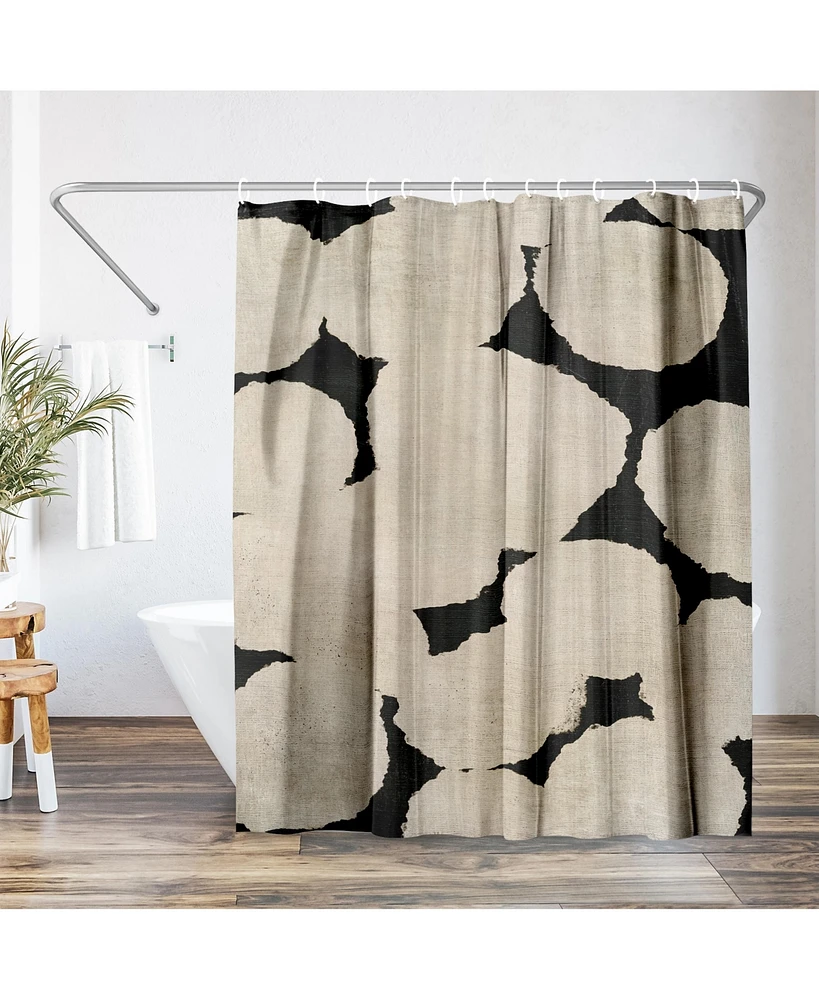 Americanflat 71x74 Beige and Black Shower Curtain - 100% Polyester Shower Curtain