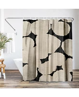 Americanflat 71x74 Beige and Black Shower Curtain - 100% Polyester Shower Curtain