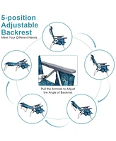 Gouun 2 Packs 5-Position Outdoor Folding Backpack Beach Table Chair Reclining Chair Set