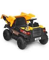 Sugift 12V Kids Ride On Dump Truck with Electric Bucket and Dump Bed