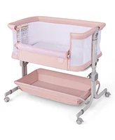 Gouun Baby Bassinet Bedside Sleeper with 6-Level Adjustable Height