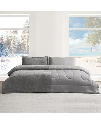 Coma Inducer Opposites Attract Oversized Comforter Set - Plush Chartreux Gray