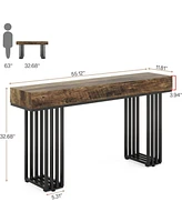 Tribesigns 55-Inch Console Table for Entryway, Industrial Wood Hallway with Stylish Metal Frame, Sofa Foyer Living Room, Entrance, Bla