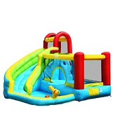 Gymax Inflatable Kids Water Slide Jumper Bounce House Splash Water Pool W/ 480W Blower