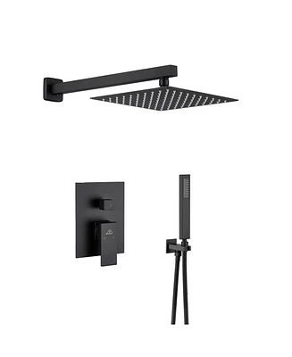 Mondawe Matte Black Shower System with Rough-In Valve